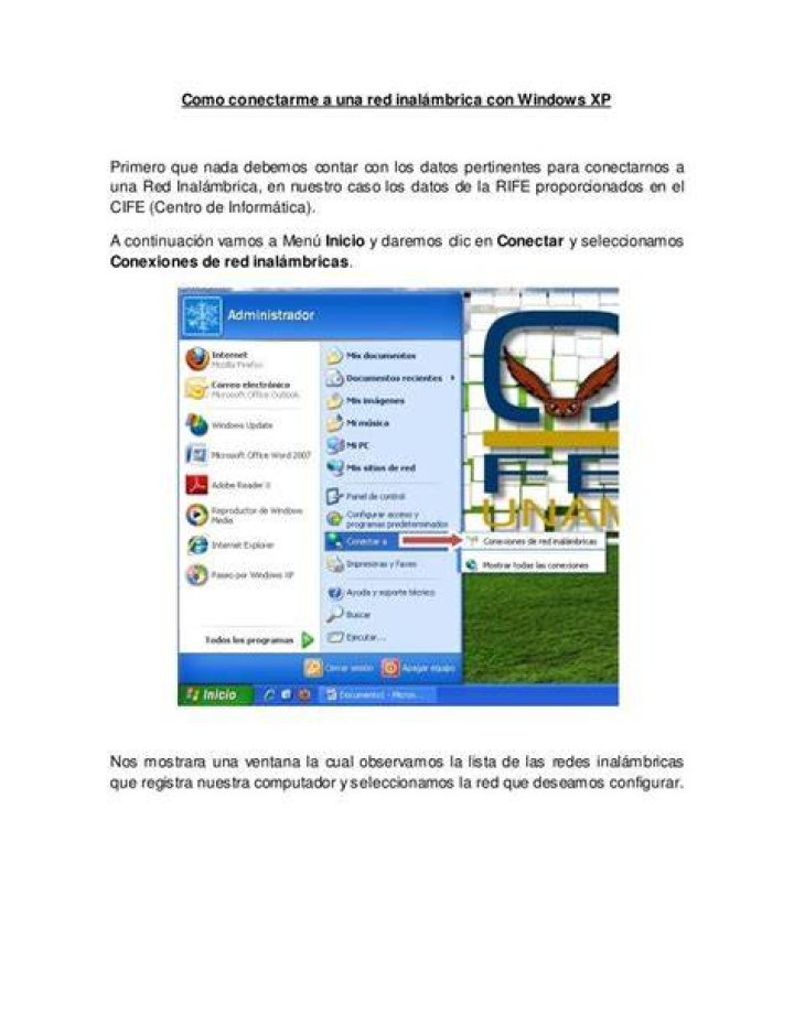Como conectarse a una red con Windows XP?