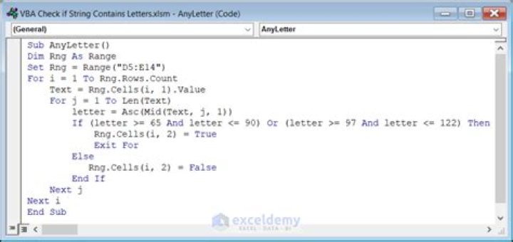How do you check if a cell contains a string VBA?