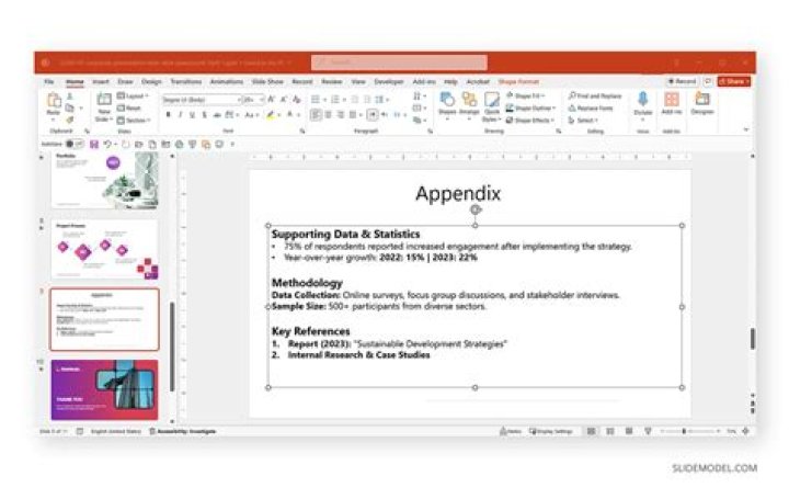 How do you reference an appendix in PowerPoint?