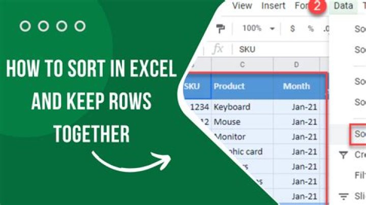 How do you sort numerically in Excel and keep rows together?
