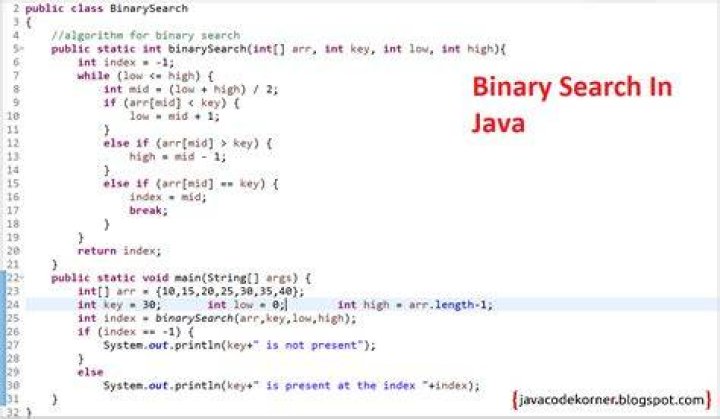How do you write a binary search program in Java?