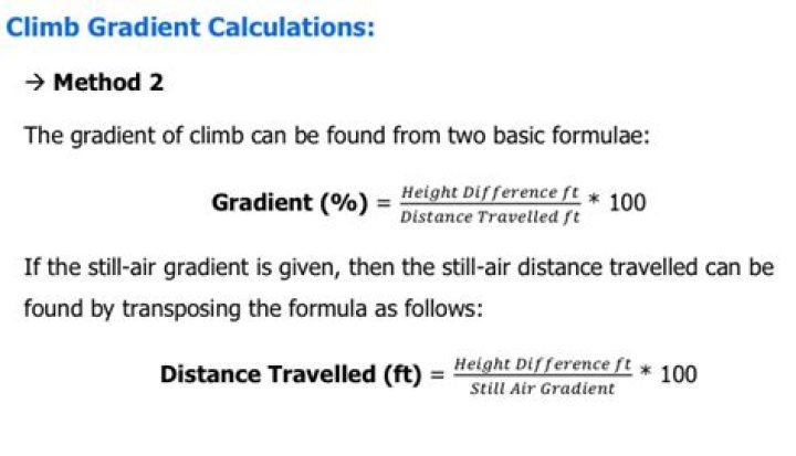 How is aircraft climb gradient calculated?