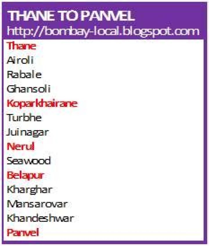 How many Stations are there between Thane and Panvel?