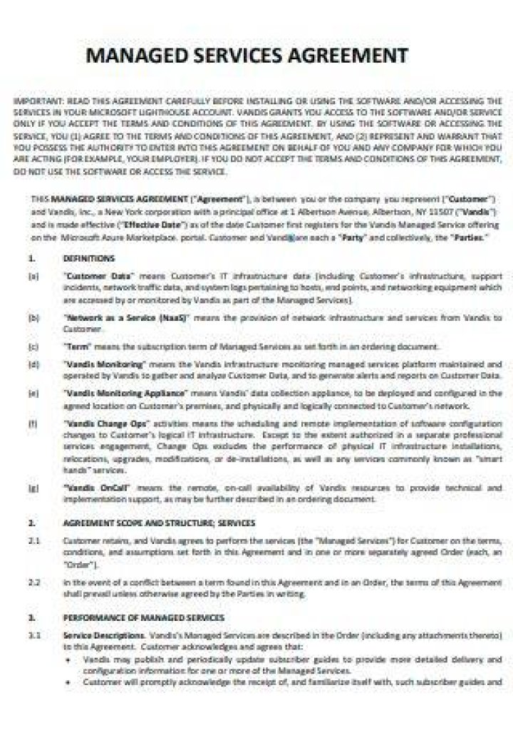 What is a managed services agreement?