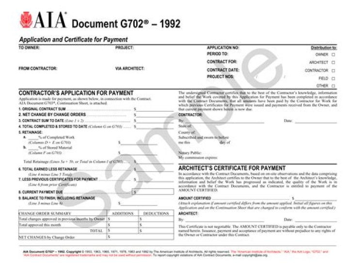 What is AIA form G702?